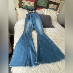 New With Tags 16” wide bellbottoms with suspenders